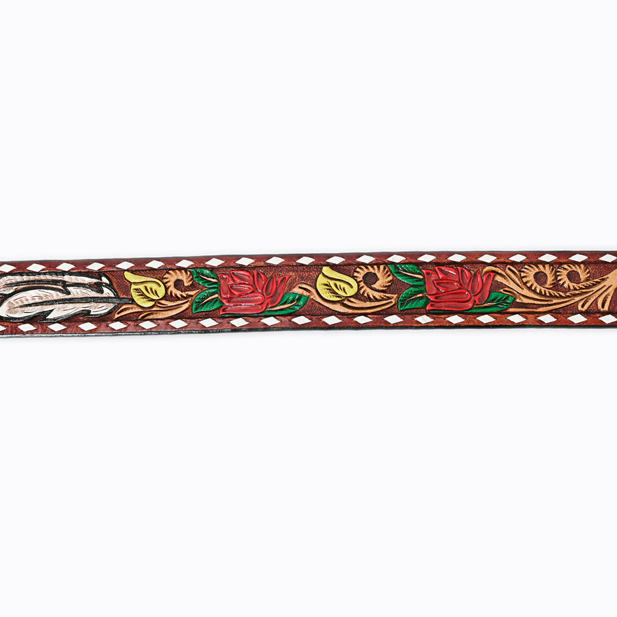 American Darling Beautifully Hand Tooled Tan Genuine Leather Belt Men and Women Western with Removable Buckle