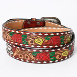 American Darling ADBLF135-L Beautifully Hand Tooled Genuine American Leather Belt Men and  Women