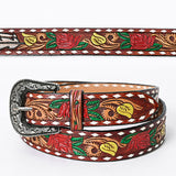 American Darling ADBLF135-L Beautifully Hand Tooled Genuine American Leather Belt Men and  Women