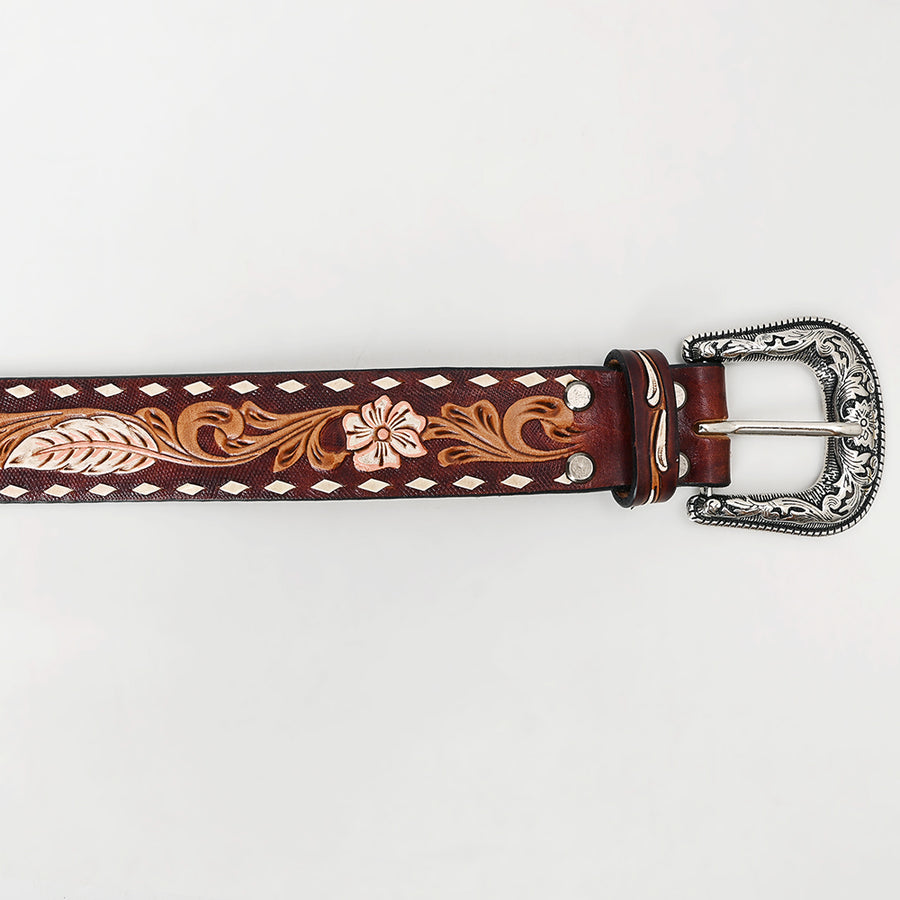 American Darling Beautifully Hand Tooled Tan Genuine Leather Belt Men and Women Western with Removable Buckle