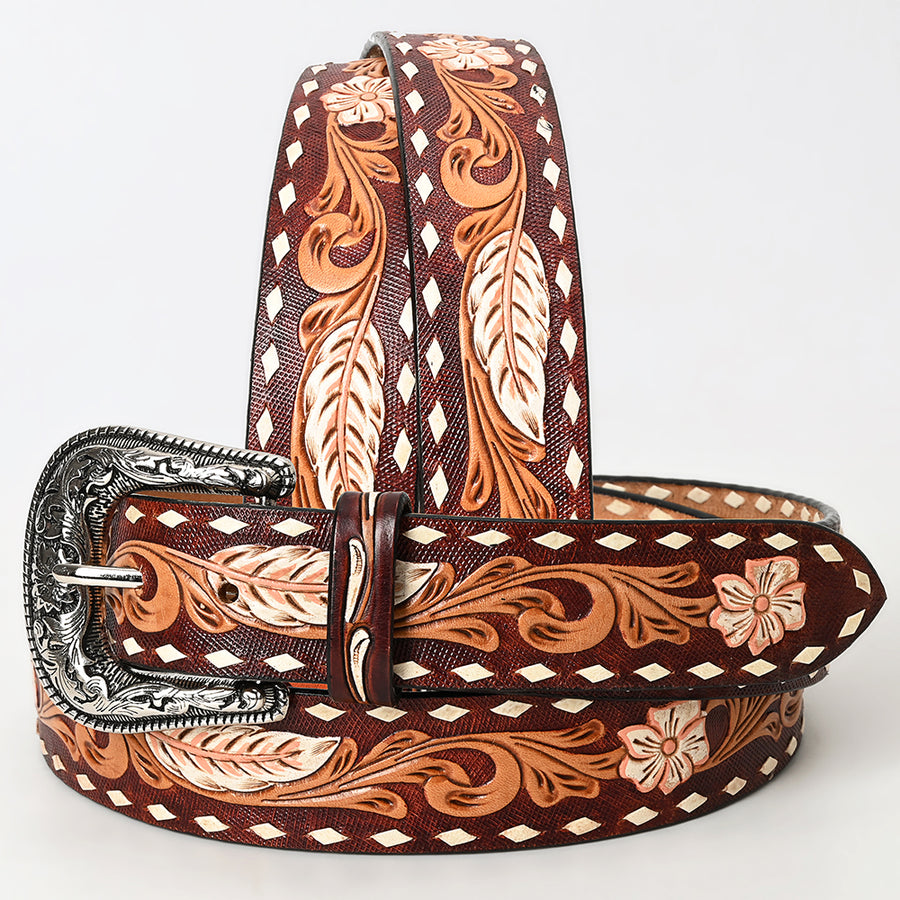 Beautifully Hand Tooled Hand Painted Genuine American Leather Belt Men and Women Bling - Uhorse