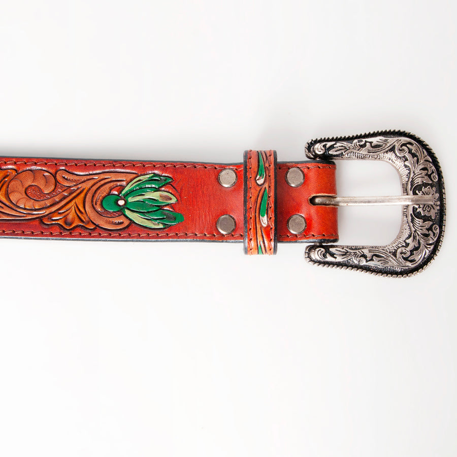 American Darling Beautifully Hand Tooled Tan Genuine Leather Belt Men and Women Western with Removable Buckle