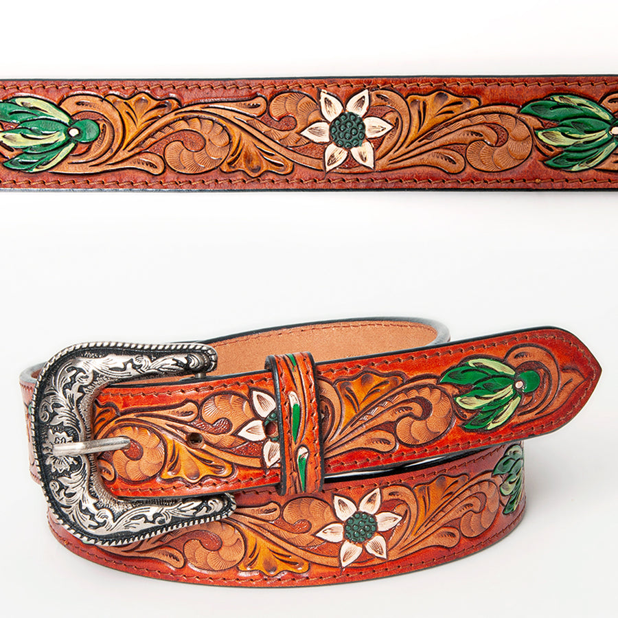Beautifully Hand Tooled Hand Painted Genuine American Leather Belt Men and Women Bling - Uhorse