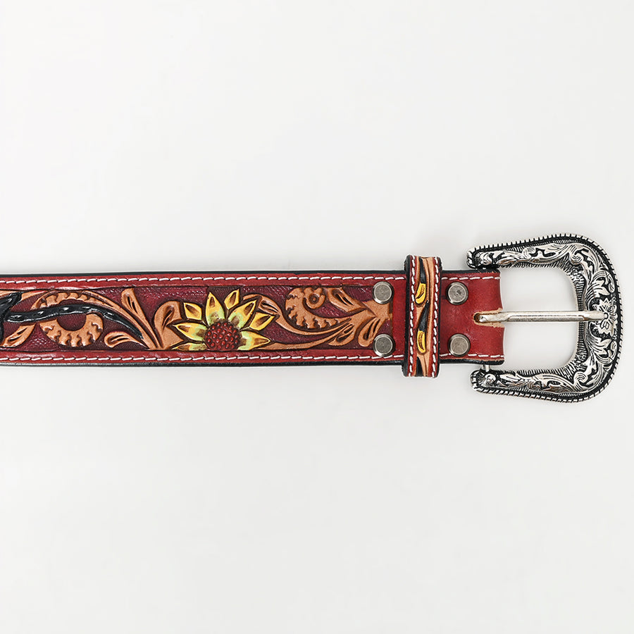 American Darling Beautifully Hand Tooled Green Genuine Leather Belt Men and Women Western with Removable Buckle