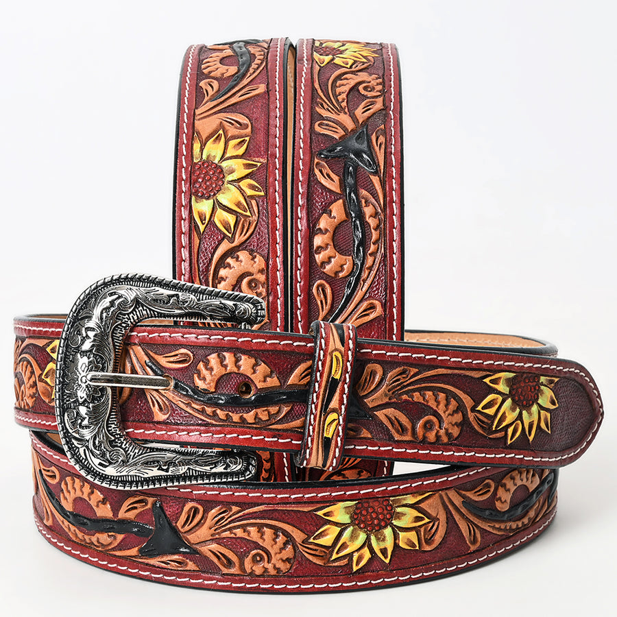 Beautifully Hand Tooled Hand Painted Genuine American Leather Belt Men and Women - Uhorse