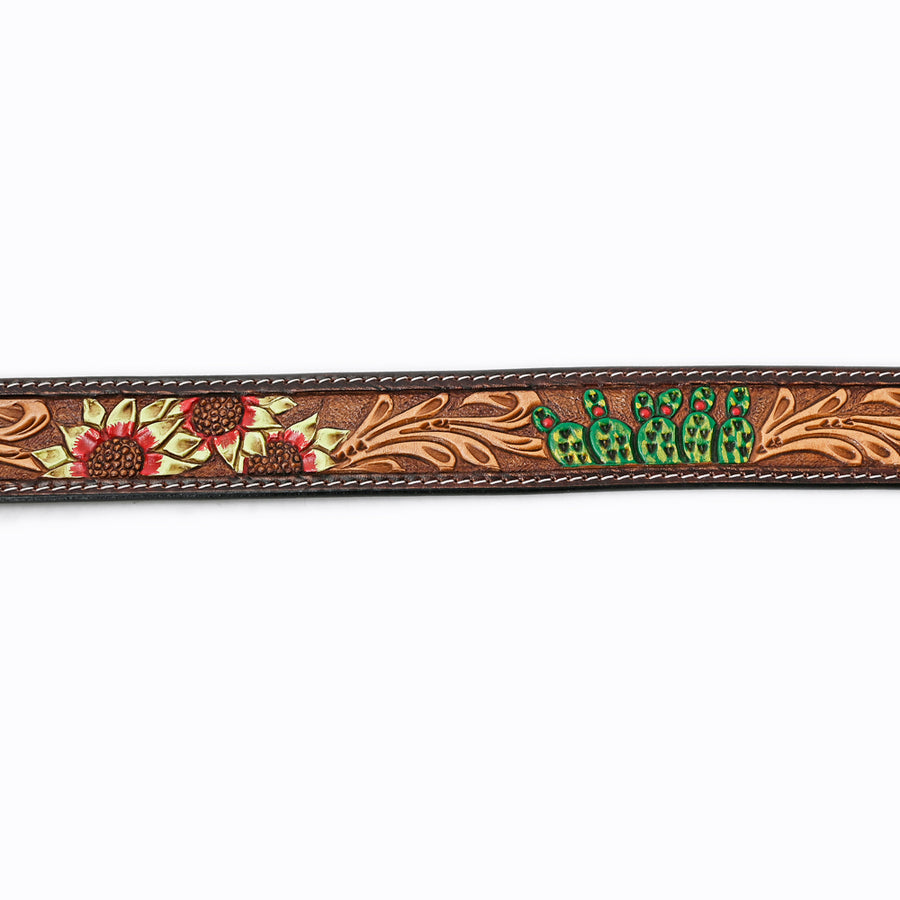 American Darling Beautifully Hand Tooled Green Genuine Leather Belt Men and Women Western with Removable Buckle