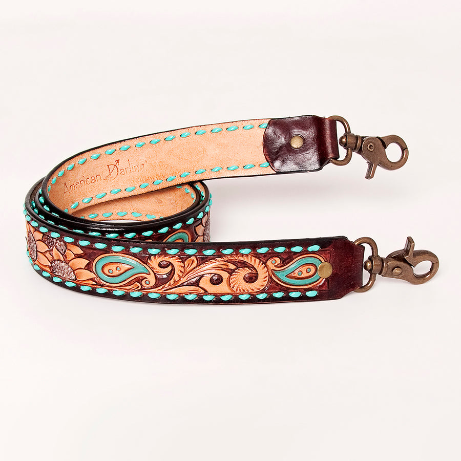 American Darling Hand Tooled Genuine Leather Crossbody Handle Strap for Bags Phone Wallet Purse Clutch