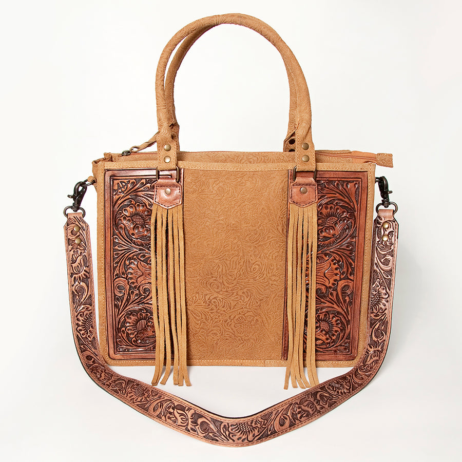 American Darling Briefcase Hand Tooled Hair On Genuine Leather Western Women Bag Handbag | for Cute Laptop