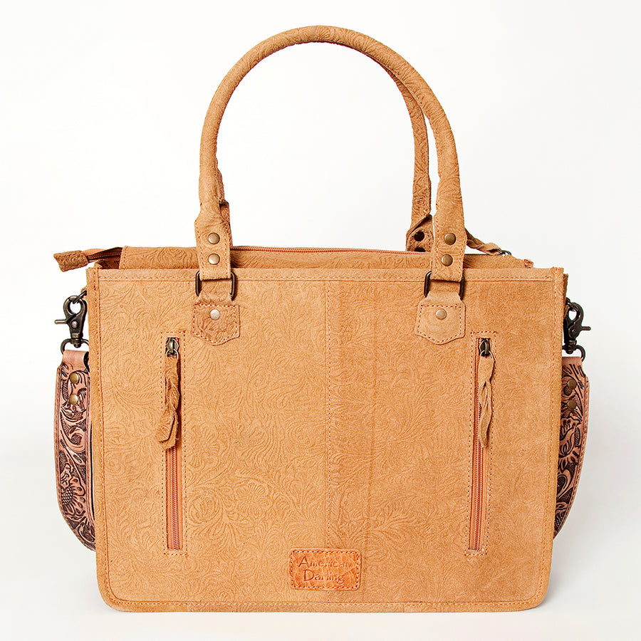 American Darling Briefcase Hand Tooled Hair On Genuine Leather Western Women Bag Handbag | for Cute Laptop