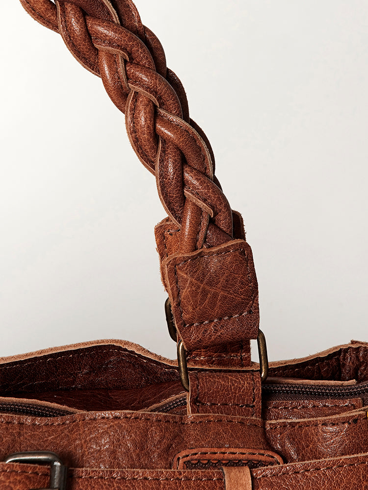 American Darling Tote Bag Genuine Leather Western Shoulder Purse with Braided Handle and YKK Zipper