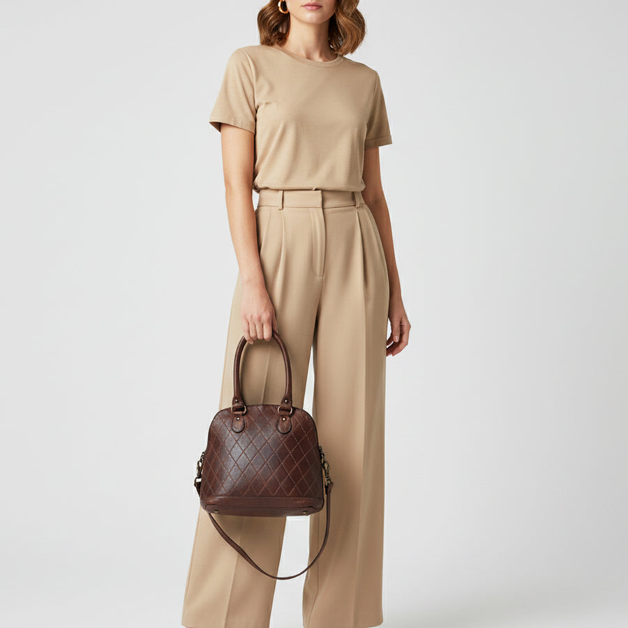Spaghetti Western Swc123Abrn Tote Vintage Handmade Drum Dyed Genuine European Cowhide Leather Women Bag Western Handbag Purse