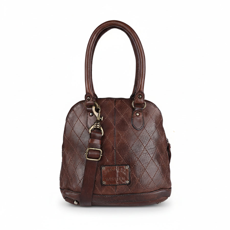 Spaghetti Western Swc123Abrn Tote Vintage Handmade Drum Dyed Genuine European Cowhide Leather Women Bag Western Handbag Purse
