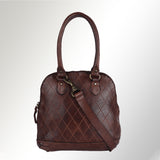 Spaghetti Western Swc123Brn Tote Vintage Handmade Drum Dyed Genuine European Cowhide Leather Women Bag Western Handbag Purse