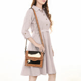 American Darling Messenger Hand Tooled Hair On Genuine Leather women bag western handbag purse