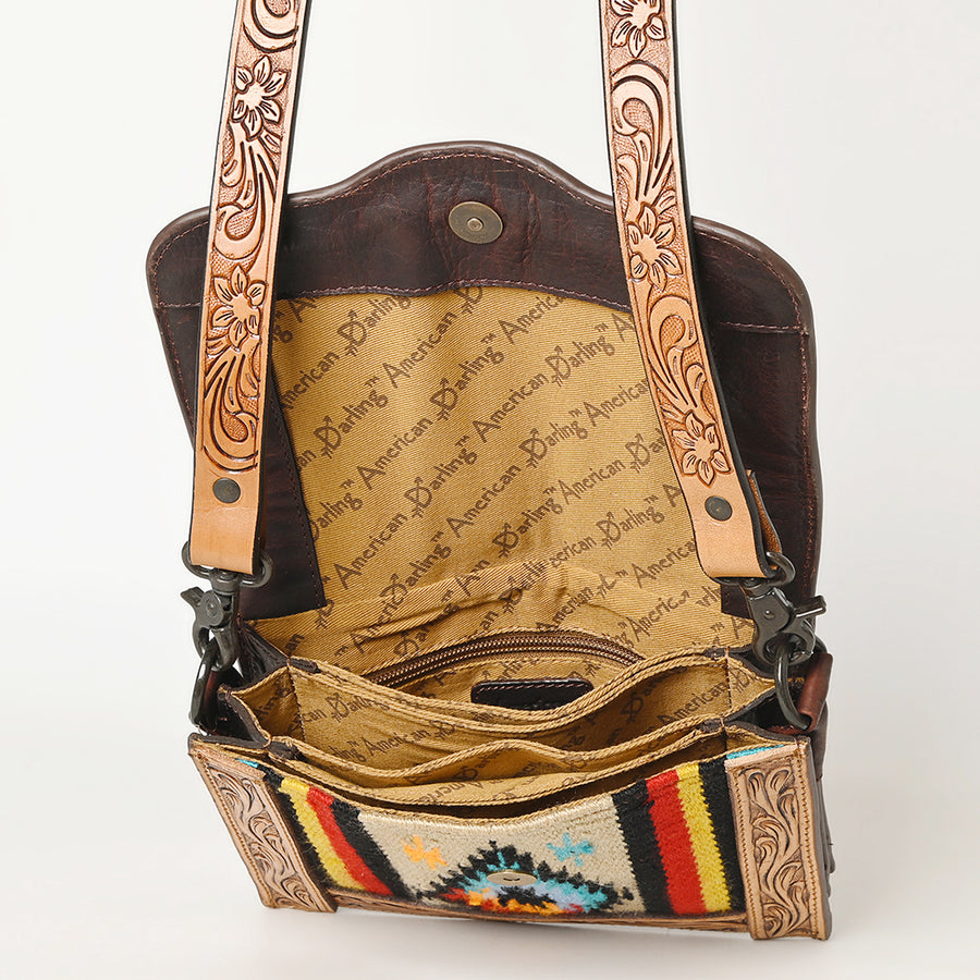 American Darling Messenger Hand Tooled Saddle Blanket Genuine Leather women bag western handbag purse