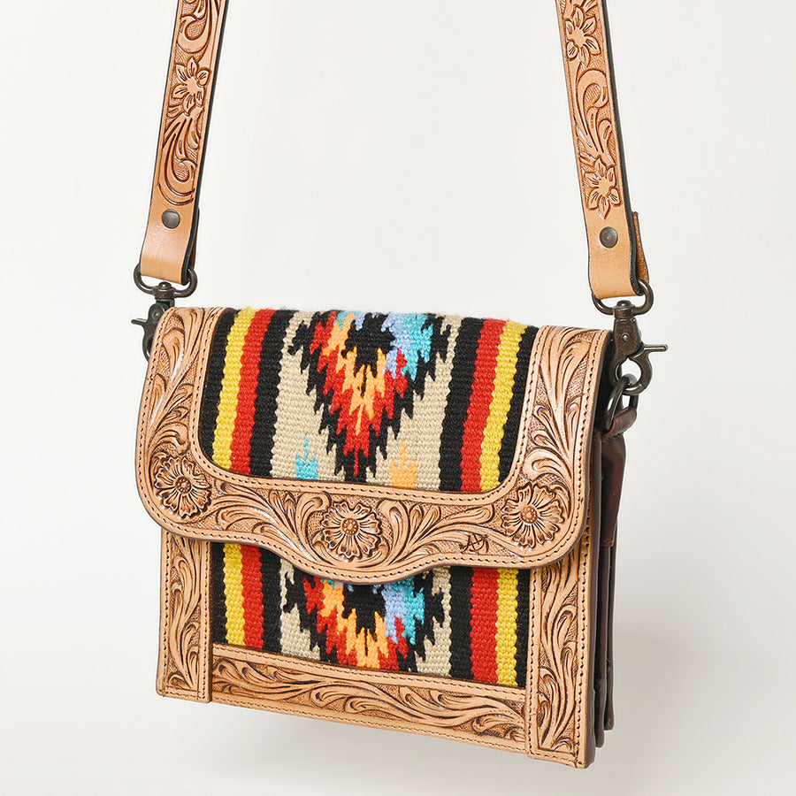 American Darling Messenger Hand Tooled Saddle Blanket Genuine Leather women bag western handbag purse - Uhorse