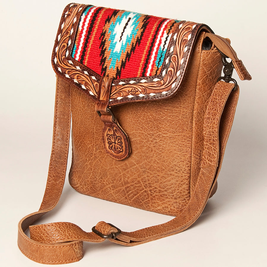 American Darling Cross Body Hand Tooled Saddle Blanket Genuine Leather women bag western handbag purse - Uhorse