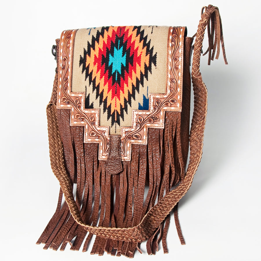 American Darling Messenger Saddle Blanket Hand Tooled Genuine Leather women bag western handbag purse - Uhorse
