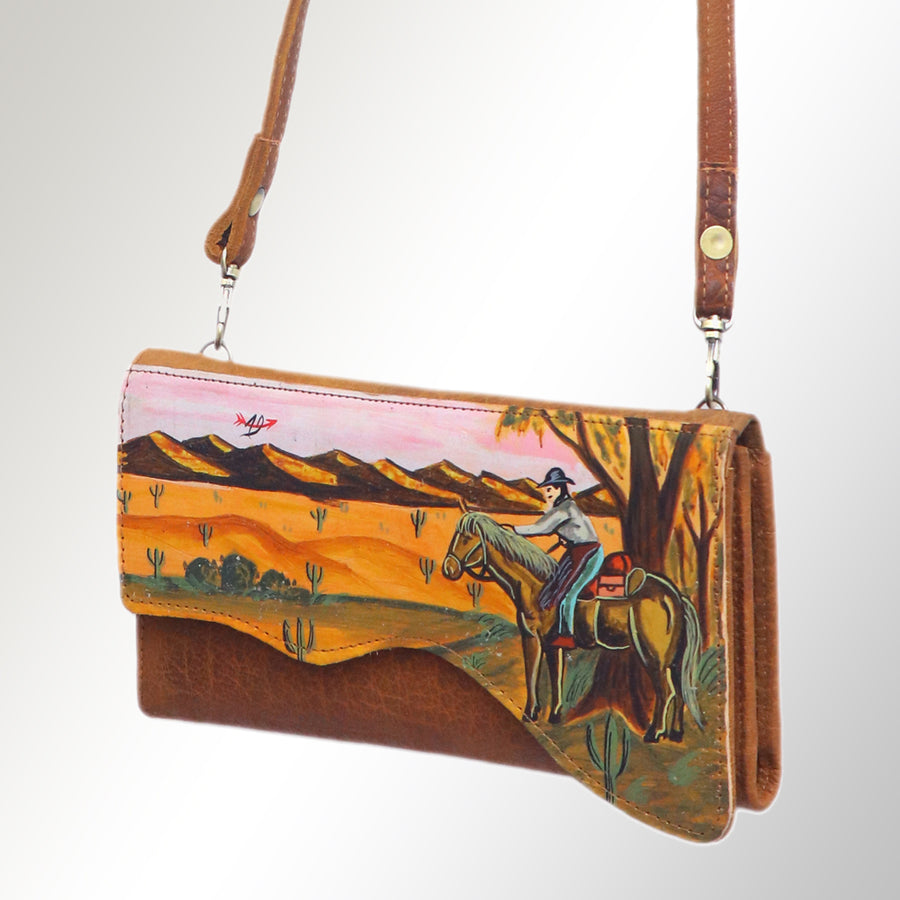 American Darling Hand Painted Western Leather Small Cross body Bag - Handcrafted - Uhorse
