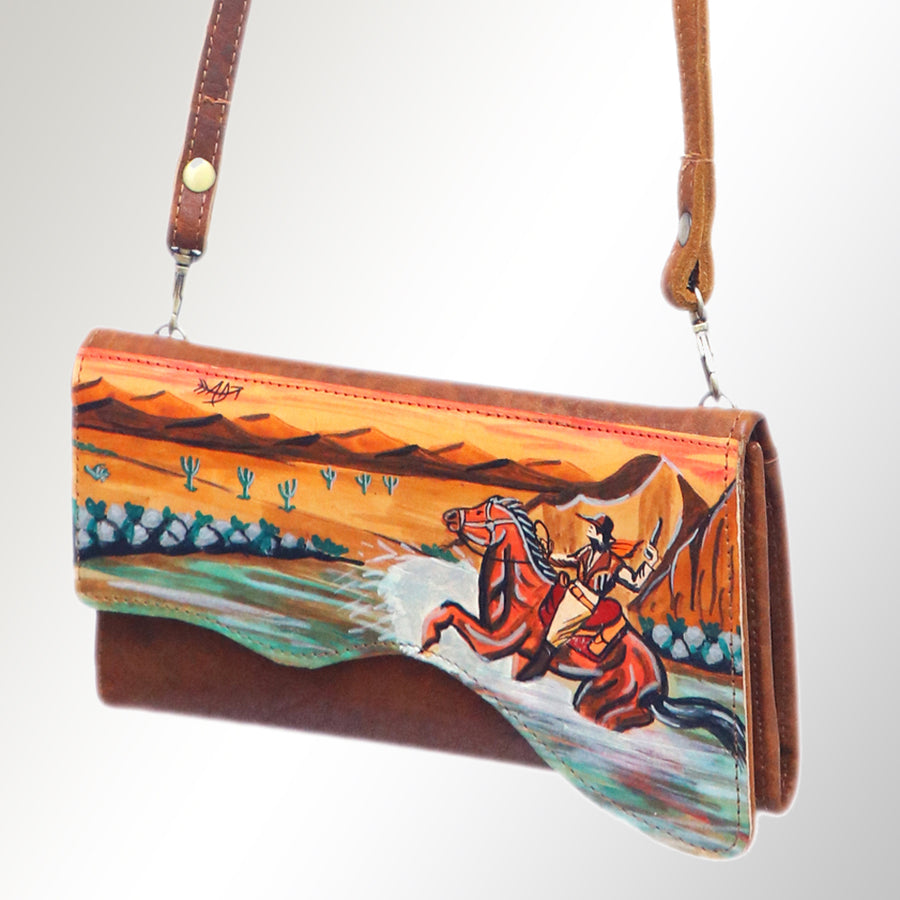 American Darling Hand Painted Western Leather Small Cross body Bag - Handcrafted - Uhorse