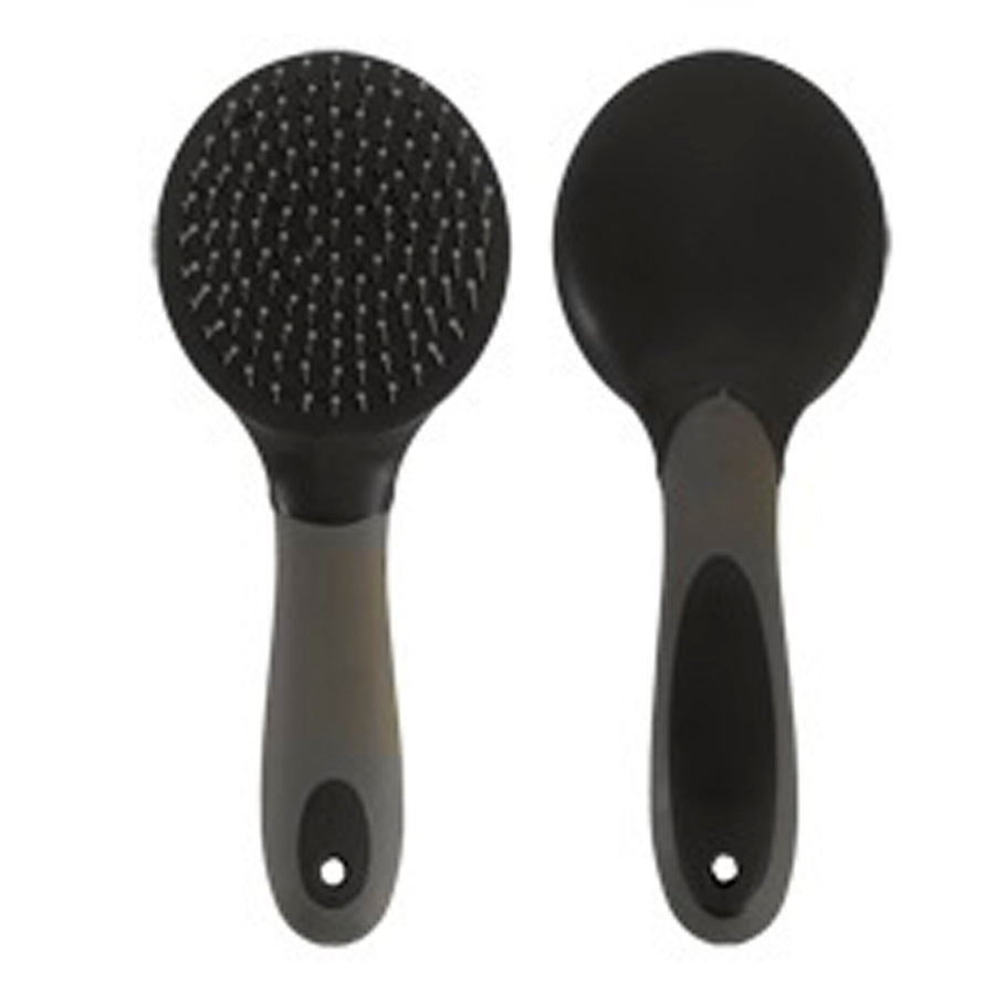 Black rubber curry comb with gray handle - Uhorse