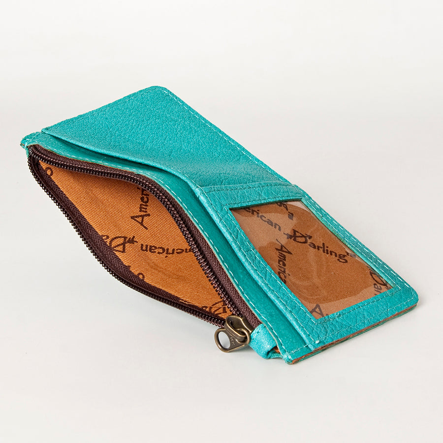 American Darling Card-Holder, Genuine Full Grain Vegetable Tanned Leather, Slim Western Travel Wallet,
