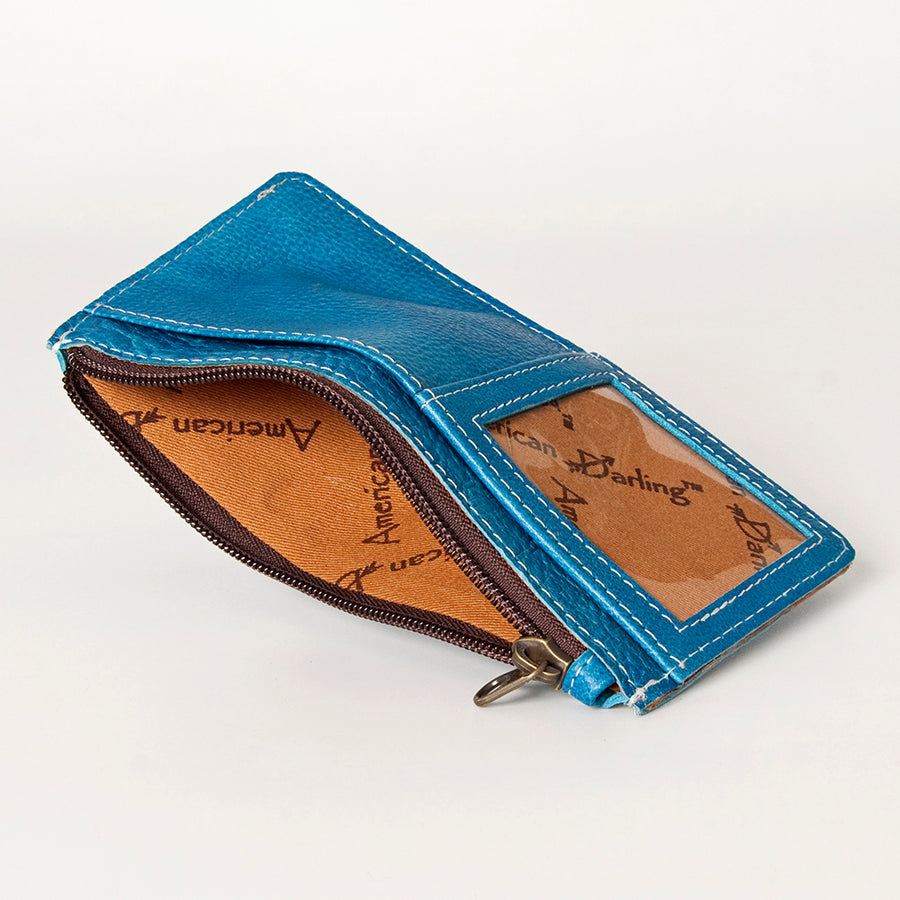 American Darling Card-Holder, Genuine Full Grain Vegetable Tanned Leather, Slim Western Travel Wallet,