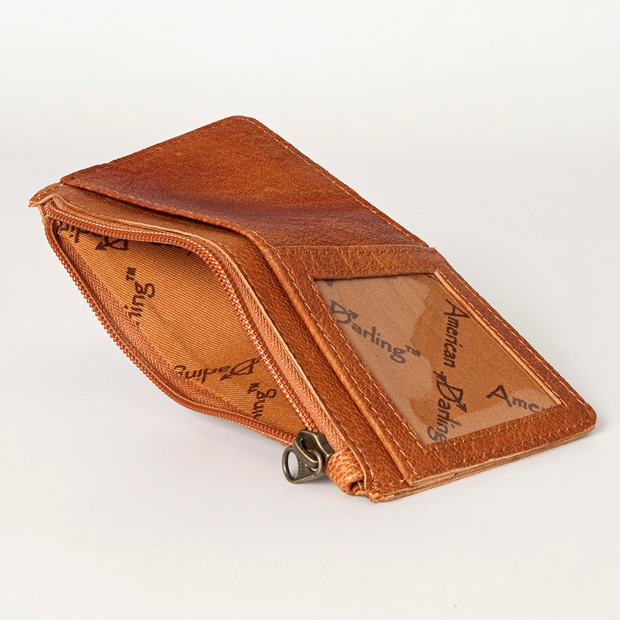 American Darling Card-Holder, Genuine Full Grain Vegetable Tanned Leather, Slim Western Travel Wallet,