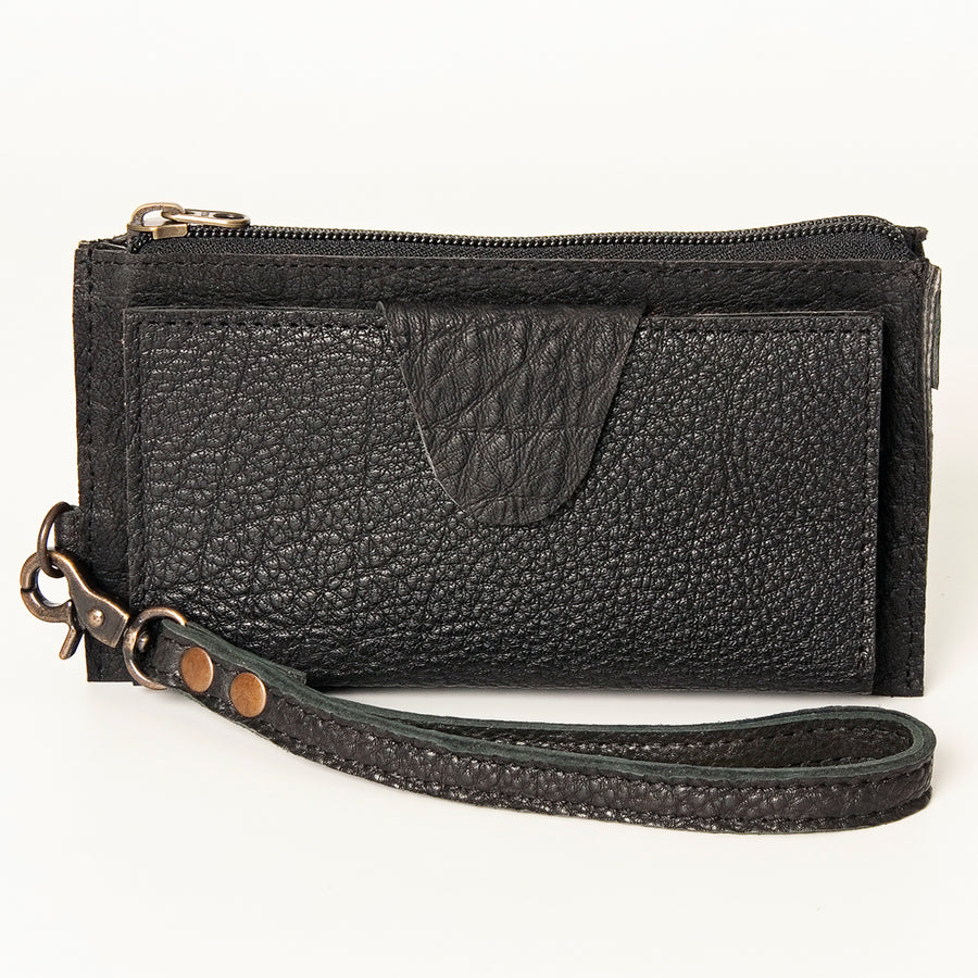 American Darling Wristlet bag, Genuine Full Grain Vegetable Tanned Leather, Slim Western Travel Clutch