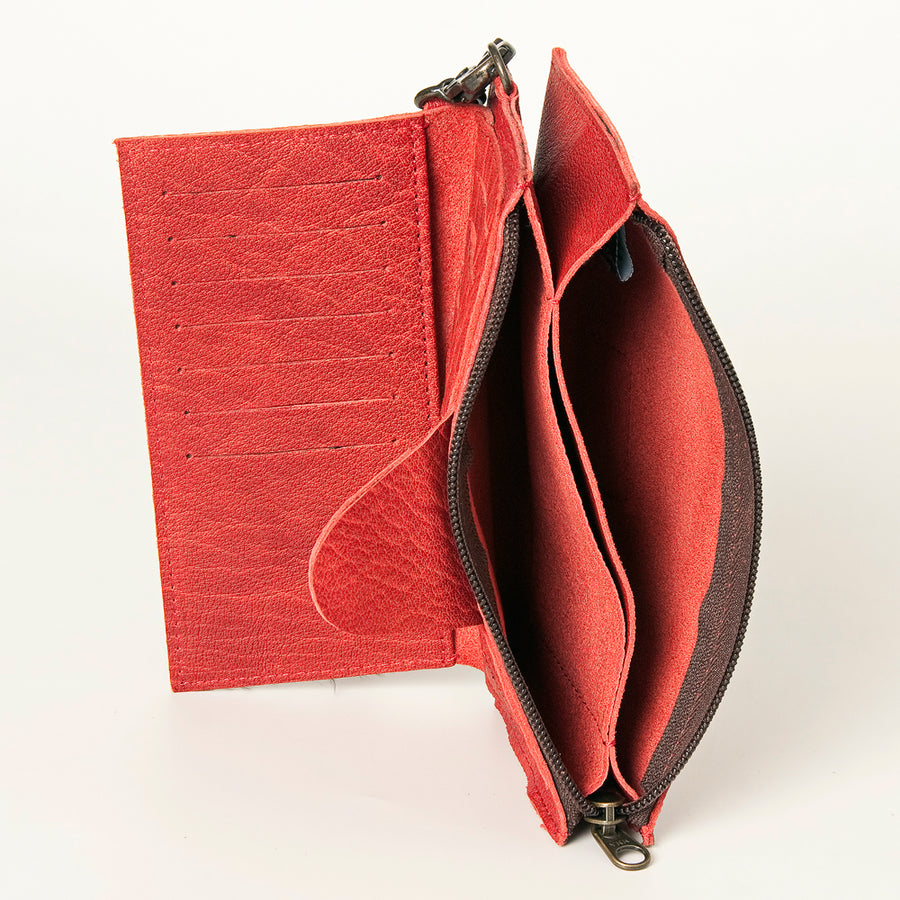 American Darling Wristlet bag, Genuine Full Grain Vegetable Tanned Leather, Slim Western Travel Clutch