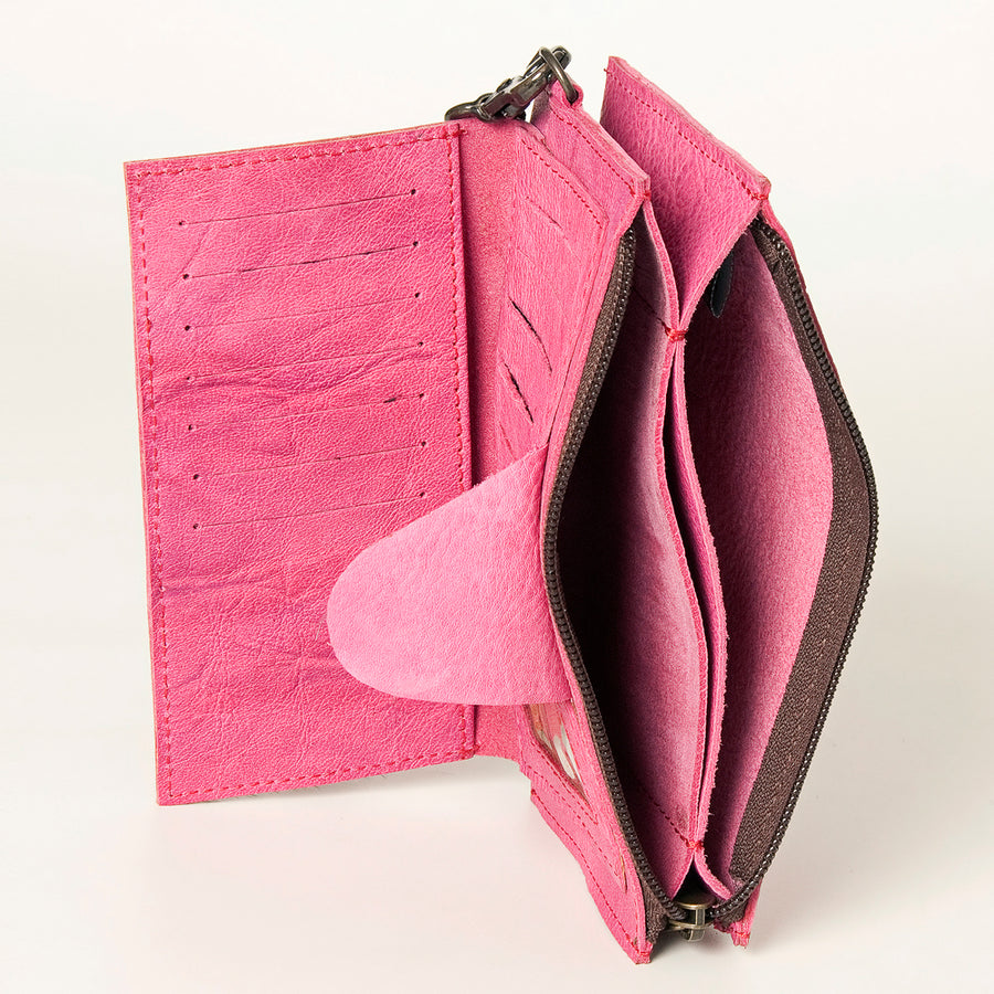 American Darling Wristlet bag, Genuine Full Grain Vegetable Tanned Leather, Slim Western Travel Clutch