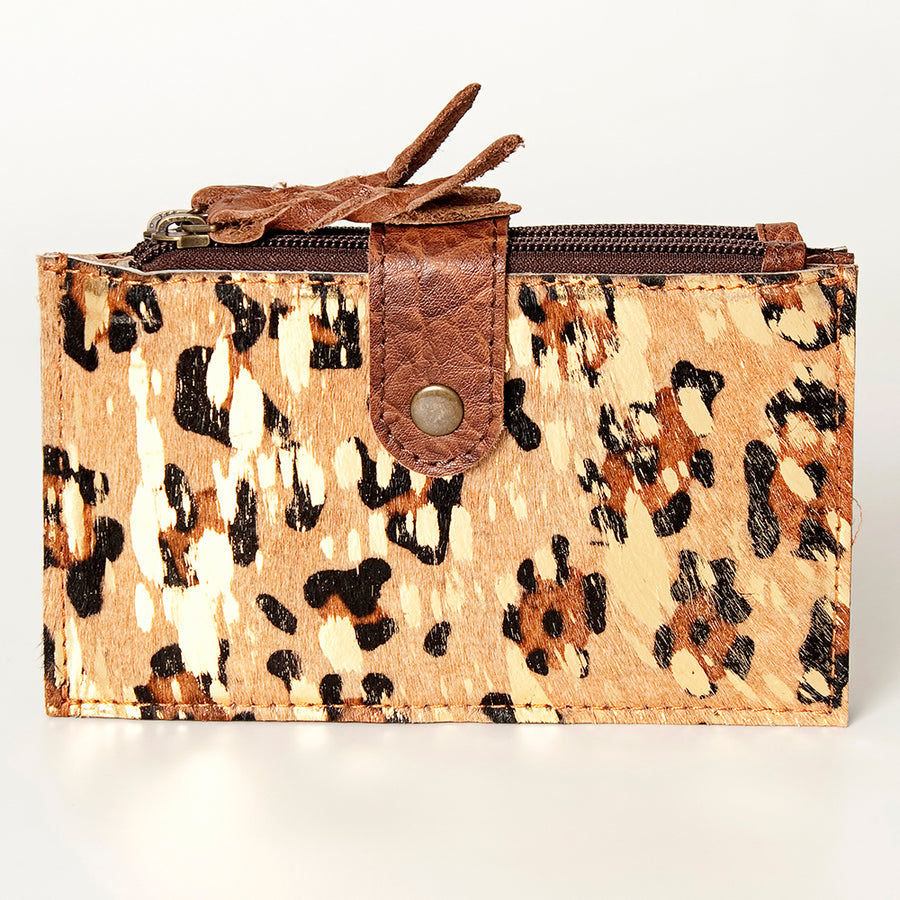 American Darling Card-Holder, Genuine Hair-On Cowhide & Full Grain Leather, Slim Western Travel Wallet