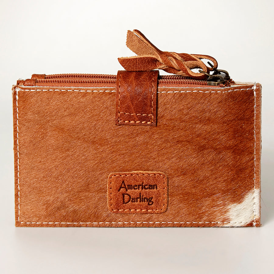 American Darling Card-Holder, Genuine Hair-On Cowhide & Full Grain Leather, Slim Western Travel Wallet