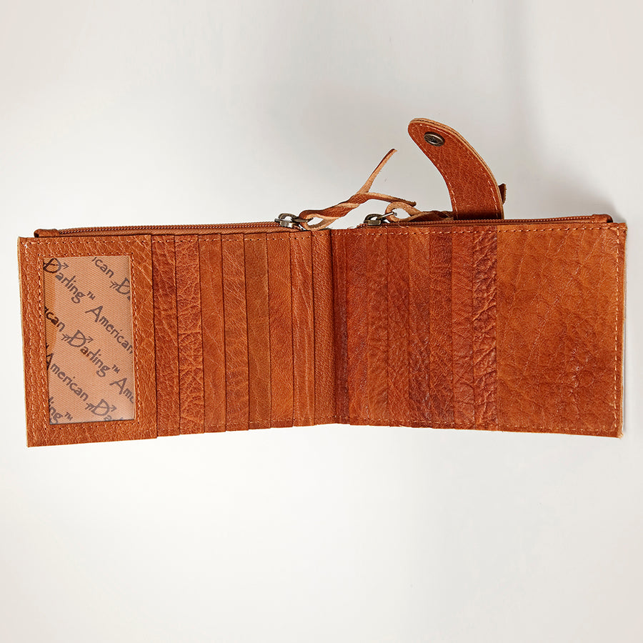 American Darling Card-Holder, Genuine Hair-On Cowhide & Full Grain Leather, Slim Western Travel Wallet