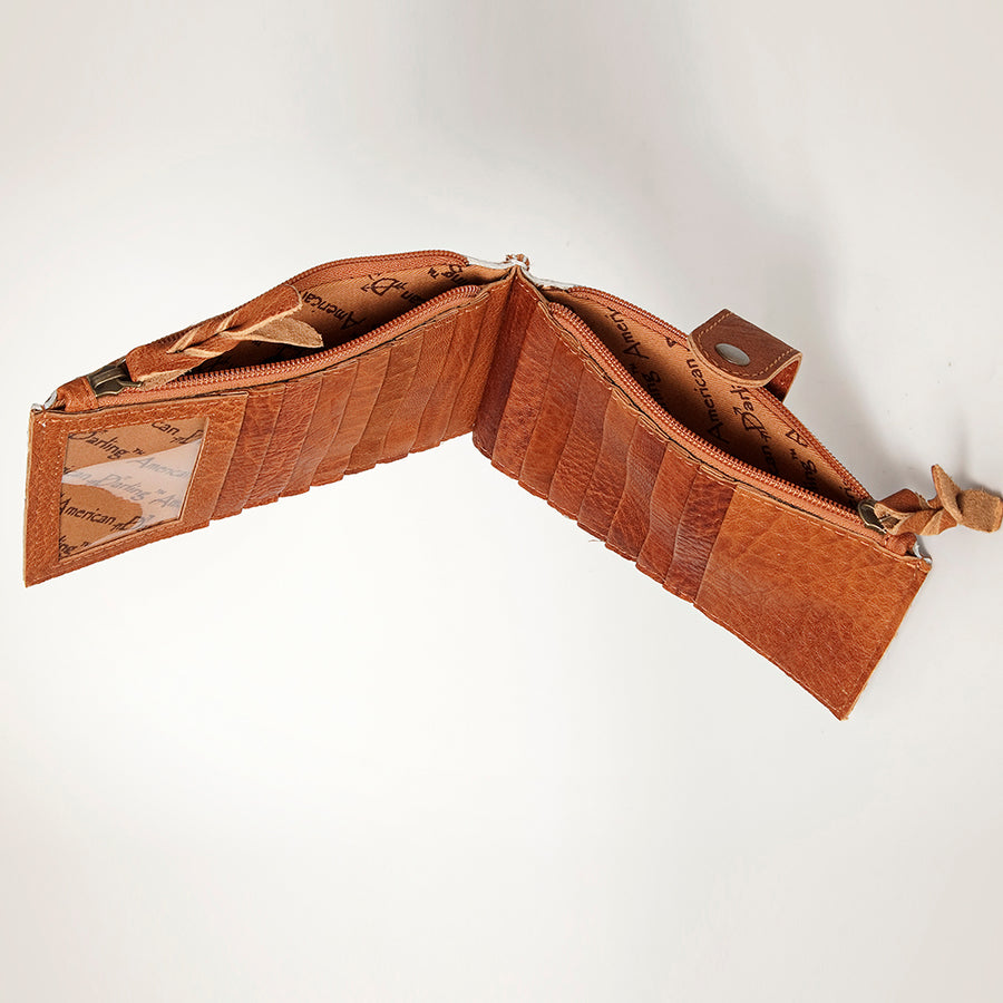American Darling Card-Holder, Genuine Hair-On Cowhide & Full Grain Leather, Slim Western Travel Wallet