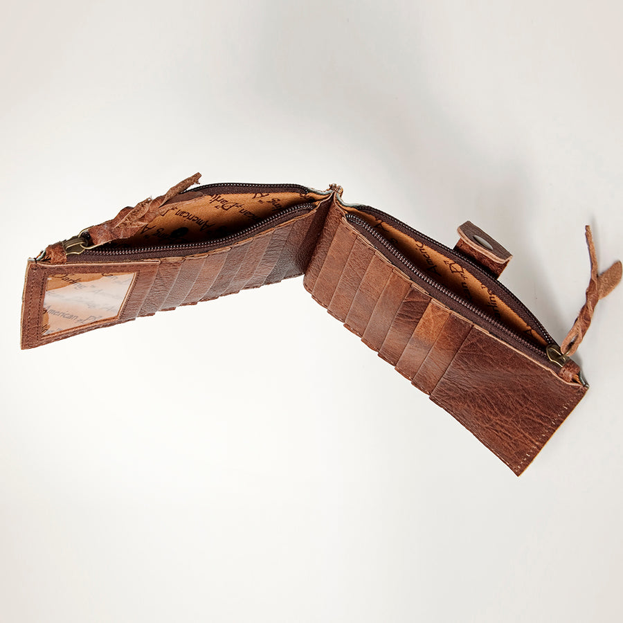American Darling Card-Holder, Genuine Hair-On Cowhide & Full Grain Leather, Slim Western Travel Wallet