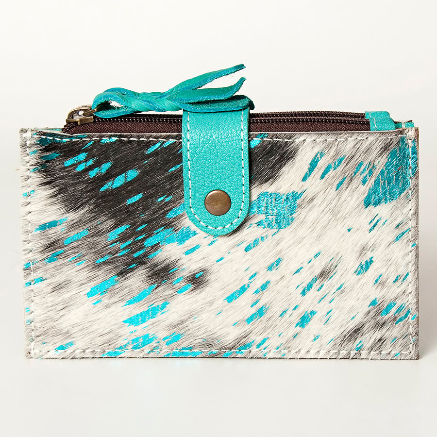 American Darling Card-Holder, Genuine Hair-On Cowhide & Full Grain Leather, Slim Western Travel Wallet