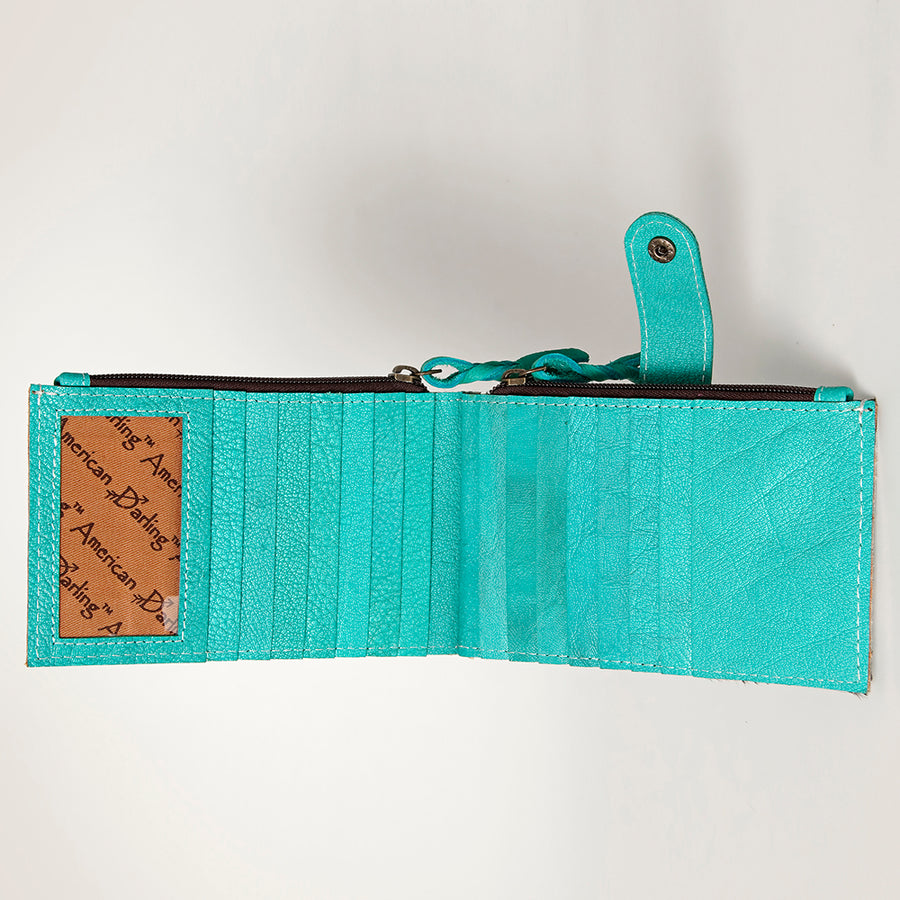 American Darling Card-Holder, Genuine Hair-On Cowhide & Full Grain Leather, Slim Western Travel Wallet