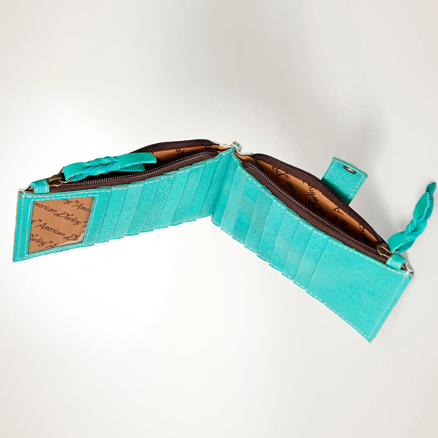 American Darling Card-Holder, Genuine Hair-On Cowhide & Full Grain Leather, Slim Western Travel Wallet