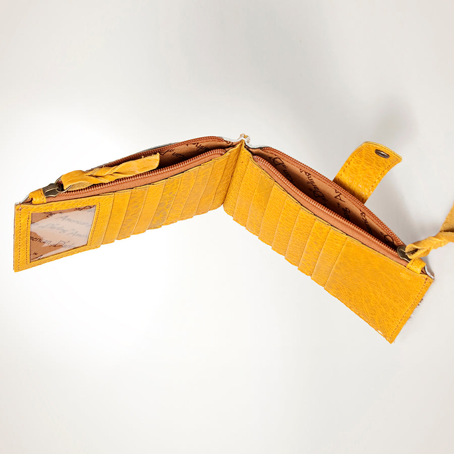 American Darling Card-Holder, Genuine Hair-On Cowhide & Full Grain Leather, Slim Western Travel Wallet