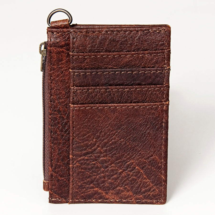 American Darling Card-Holder, Genuine Full Grain Vegetable Tanned Leather, Slim Western Minimalist Wallet, 3in X 5in