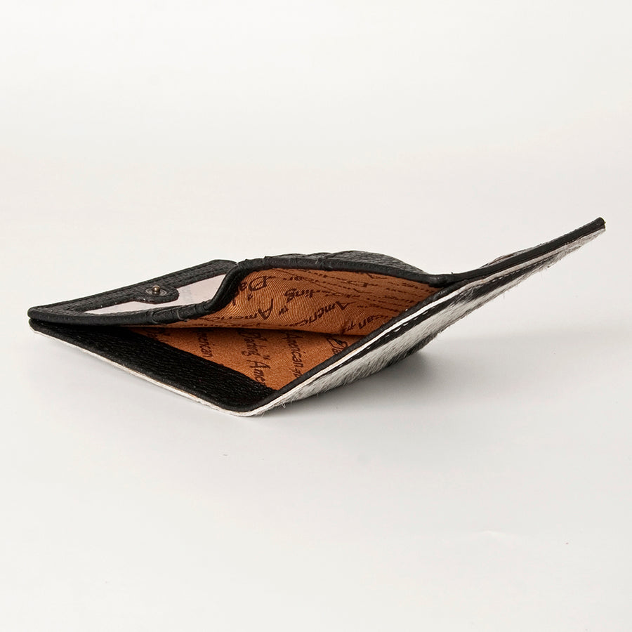 American Darling Card-Holder, Genuine Hair-On Cowhide & Full Grain Leather, Slim Western Travel Wallet