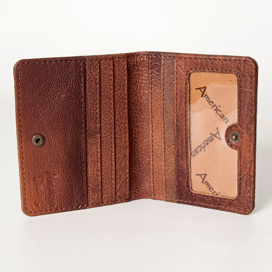 American Darling Card-Holder, Genuine Hair-On Cowhide & Full Grain Leather, Slim Western Travel Wallet