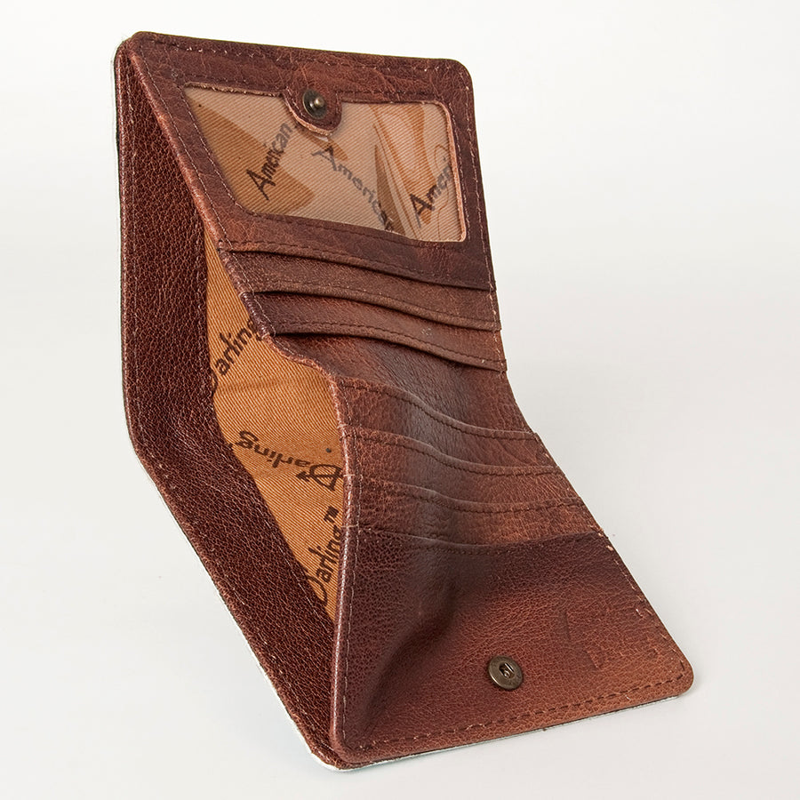 American Darling Card-Holder, Genuine Hair-On Cowhide & Full Grain Leather, Slim Western Travel Wallet
