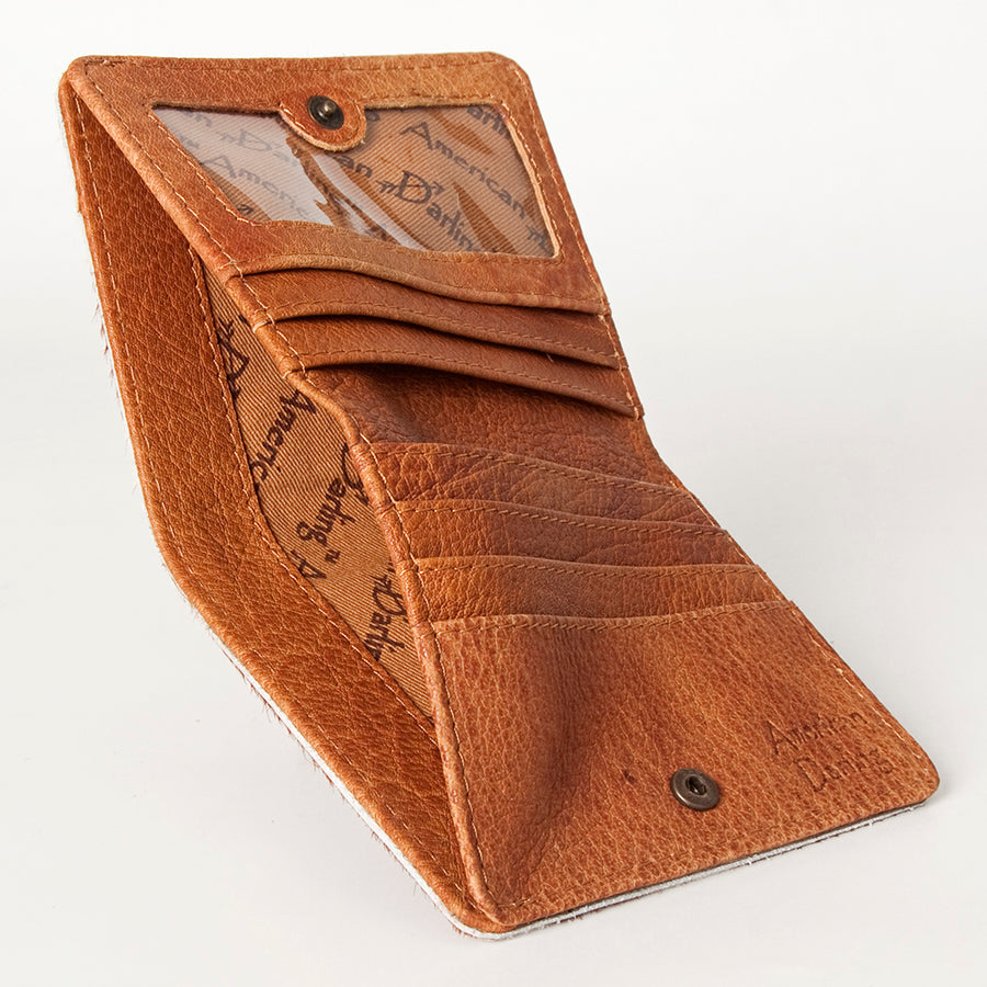 American Darling Card-Holder, Genuine Hair-On Cowhide & Full Grain Leather, Slim Western Travel Wallet