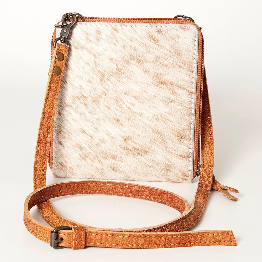 American Darling Cross body Bag, Hair-On Cowhide & Genuine Full Grain Leather, Western Shoulder Purse, 6in (H) X 6in (W)