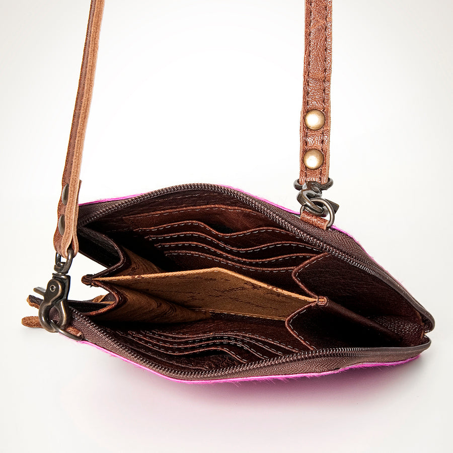 American Darling Cross body Bag, Hair-On Cowhide & Genuine Full Grain Leather, Western Shoulder Purse, 6in (H) X 6in (W)