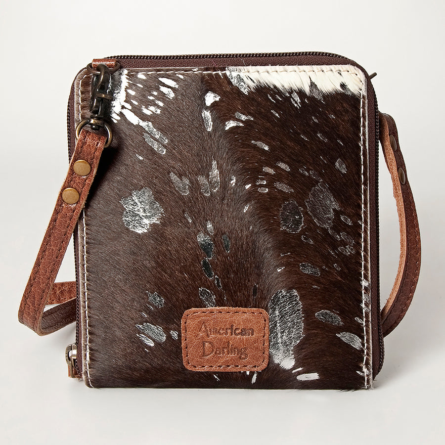 American Darling Cross body Bag, Hair-On Cowhide & Genuine Full Grain Leather, Western Shoulder Purse, 6in (H) X 6in (W)