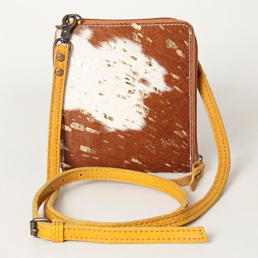 American Darling Cross body Bag, Hair-On Cowhide & Genuine Full Grain Leather, Western Shoulder Purse, 6in (H) X 6in (W)