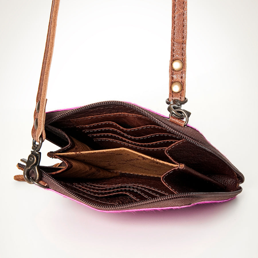 American Darling Cross body Bag, Hair-On Cowhide & Genuine Full Grain Leather, Western Shoulder Purse, 6in (H) X 6in (W)